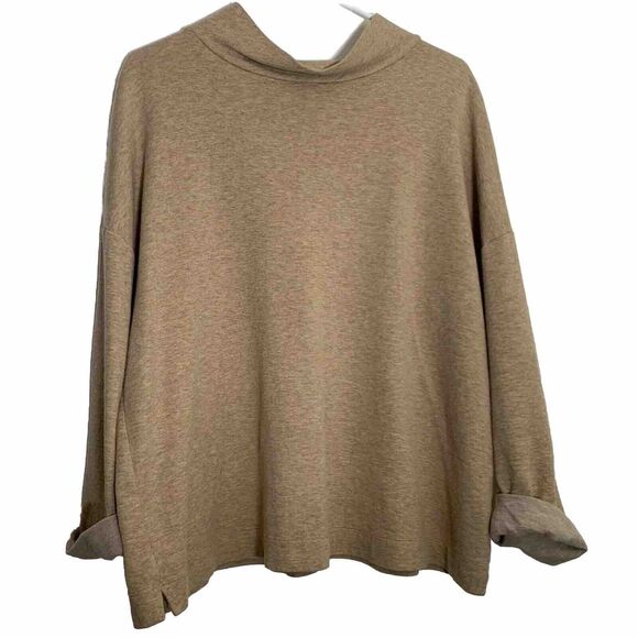 J Jill Tan Women’s Lightweight Sweater Small Turtleneck Cuffed Sleeve Size Large - Picture 1 of 11